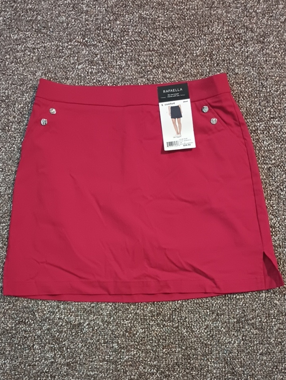 Rafaella Ruby Red Button-Detail Skort Woman's Size S Spring Summer New With Tag